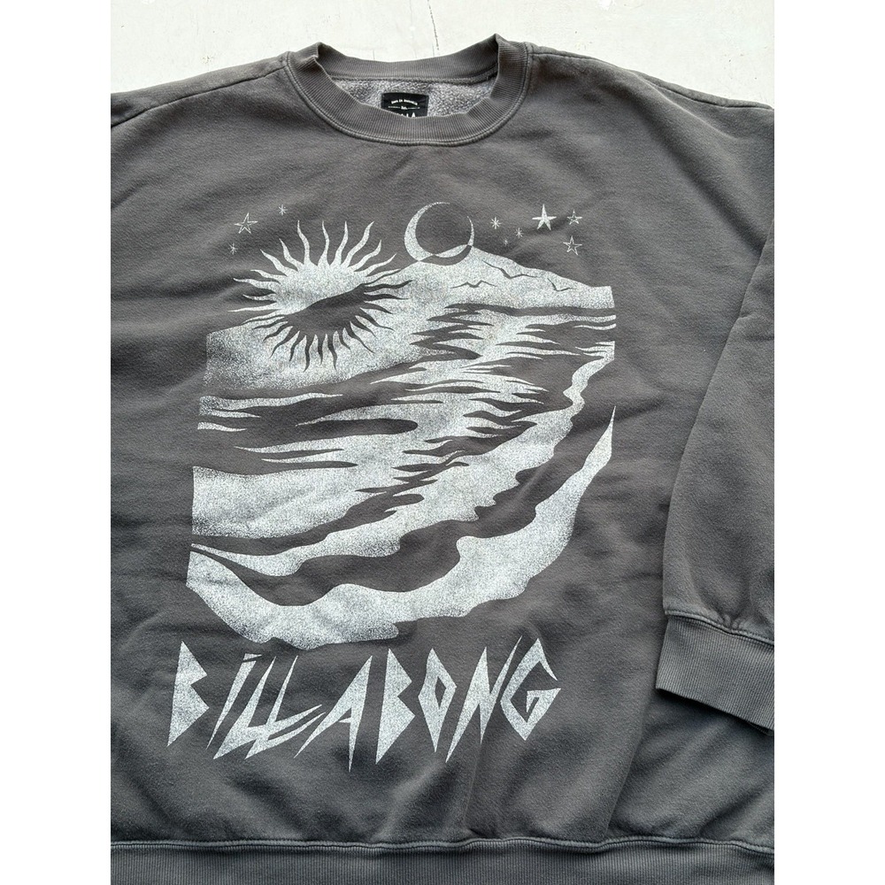 Women's Billabong Sweatshirt Gray Logo L Beach Hippie BOHO Camp Outdoor Casual